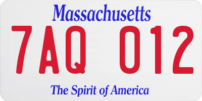 MA license plate 7AQ012