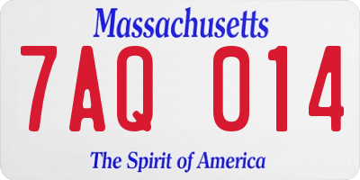 MA license plate 7AQ014