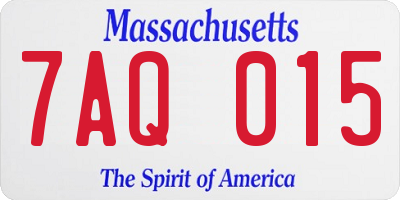 MA license plate 7AQ015