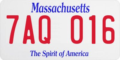 MA license plate 7AQ016