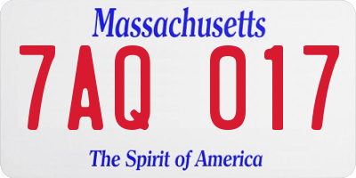 MA license plate 7AQ017