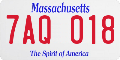 MA license plate 7AQ018