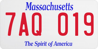 MA license plate 7AQ019