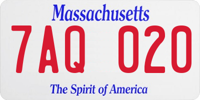 MA license plate 7AQ020