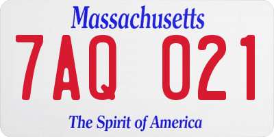 MA license plate 7AQ021
