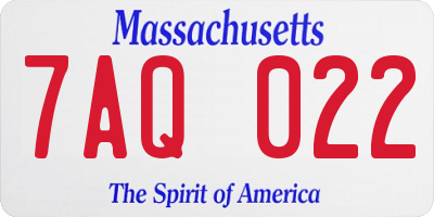 MA license plate 7AQ022