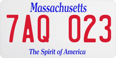 MA license plate 7AQ023