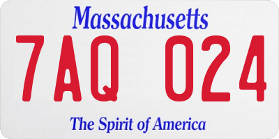 MA license plate 7AQ024