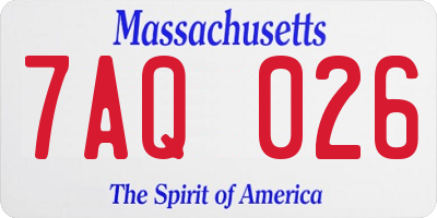 MA license plate 7AQ026