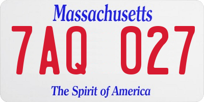 MA license plate 7AQ027