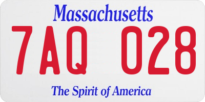 MA license plate 7AQ028