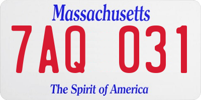 MA license plate 7AQ031