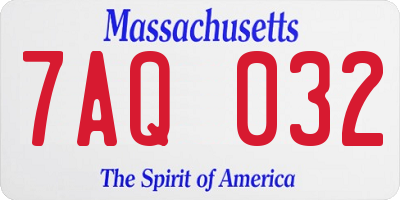 MA license plate 7AQ032
