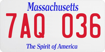 MA license plate 7AQ036