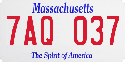 MA license plate 7AQ037