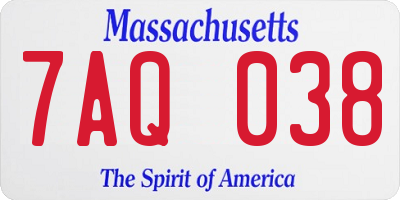 MA license plate 7AQ038