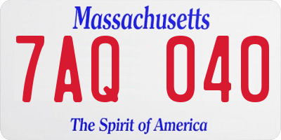MA license plate 7AQ040