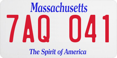 MA license plate 7AQ041