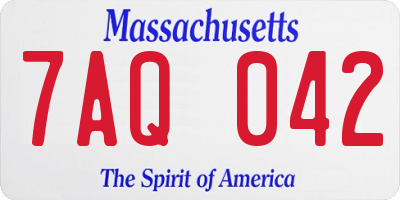 MA license plate 7AQ042
