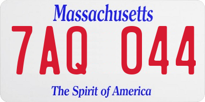 MA license plate 7AQ044