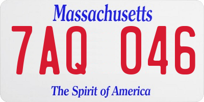 MA license plate 7AQ046