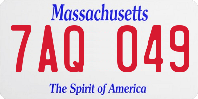 MA license plate 7AQ049