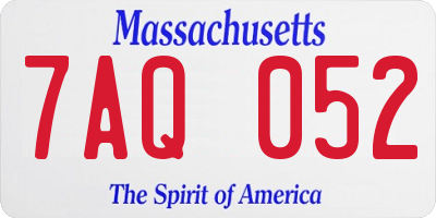 MA license plate 7AQ052