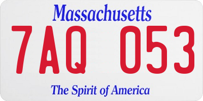 MA license plate 7AQ053