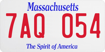 MA license plate 7AQ054