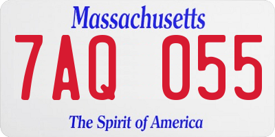 MA license plate 7AQ055