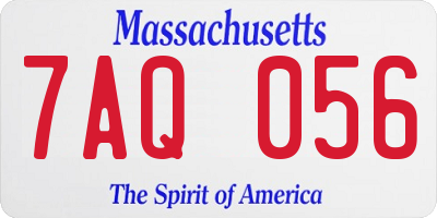 MA license plate 7AQ056