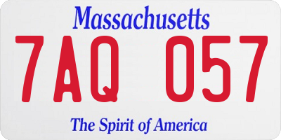 MA license plate 7AQ057