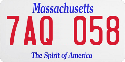 MA license plate 7AQ058