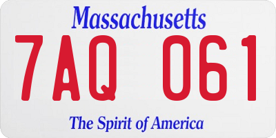 MA license plate 7AQ061
