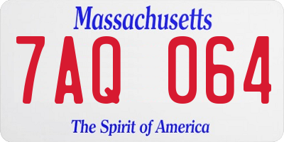 MA license plate 7AQ064