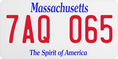 MA license plate 7AQ065