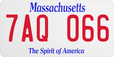 MA license plate 7AQ066