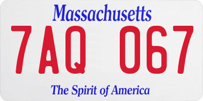 MA license plate 7AQ067