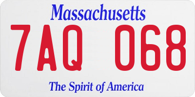 MA license plate 7AQ068