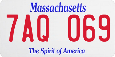 MA license plate 7AQ069