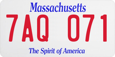 MA license plate 7AQ071