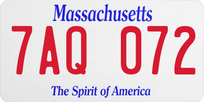 MA license plate 7AQ072