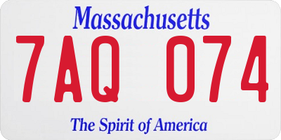 MA license plate 7AQ074