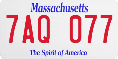 MA license plate 7AQ077