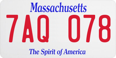 MA license plate 7AQ078