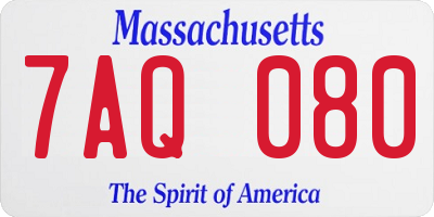 MA license plate 7AQ080