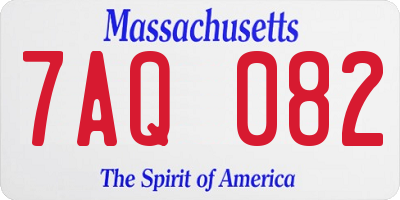 MA license plate 7AQ082