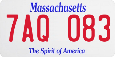 MA license plate 7AQ083