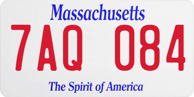 MA license plate 7AQ084