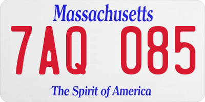 MA license plate 7AQ085